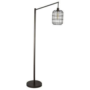 67.5" Industrial Slate Gray Metal Floor Lamp