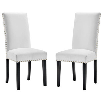Parcel Performance Velvet Dining Side Chairs, Set of 2, White