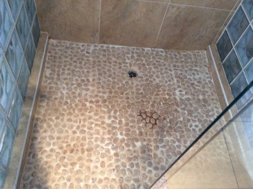 Shower Floor Pebbles, How To Lay Pebble Tile Shower Floor