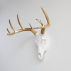 Faux Deer Skull Native American Carving Wall Decor, White and Gold