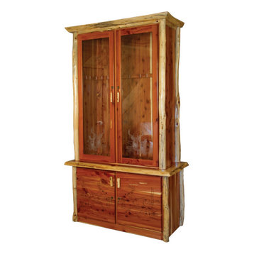 Rustic Red Cedar Log Gun Cabinet with Locking Doors