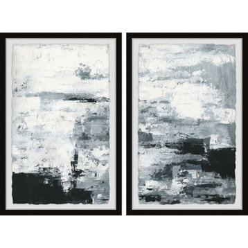 Black and White Smudges II Diptych, 48"x36"