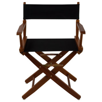 Wide 18" Director's Chair With Mission Oak Frame, Black Cover