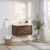 Cristo Floating Bath Vanity With Stone Top, Aged Dark Brown Oak, 36in., With Mirror