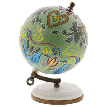 Modern 7" Resin and Wood Decorative Lattice Globe