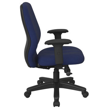 Swivel Office Chair, Lumbar Support With Adjustable Arms, Navy Blue/Black