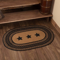 Mayflower Market - Farmhouse Jute Rug Oval Stencil Stars 24X36 - Doormats