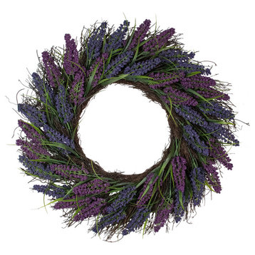 Lavender Spiral Vine Wreath  22-Inch  Unlit