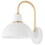 Mitzi - Camille 1 Light Wall Sconce, White - The Camille wall sconce and pendant draws her best features from French design. Aged brass details pop against the glossy black or white dome outfitted with a white interior. From an industrial form to Mid-century styling, Camille may be vintage inspired but was certainly made for modern homes.
