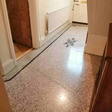 Grubby Terrazzo Hallway Floor Renovated in Barry South Wales