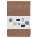 Linum Home Textiles - Khloe Embellished Hand Towel - The KHLOE Embellished Towel Collection features a mod geometric grid embroidery on a woven textured border.