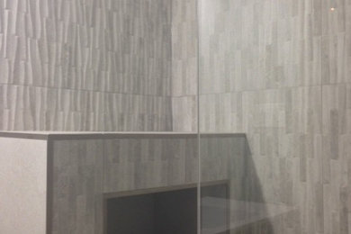White tile and porcelain tile porcelain tile bathroom photo in Toronto