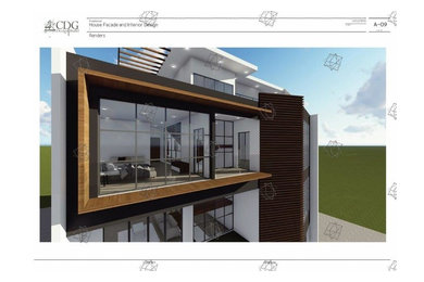 House facade and interior Design render and drawings