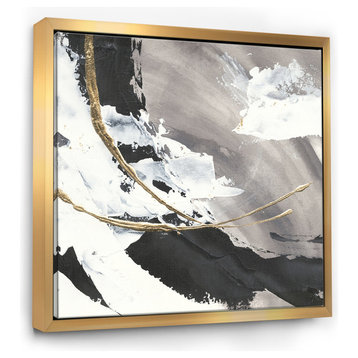Designart Glam Painted Arcs Ii Transitional Framed Artwork, Gold, 46x46