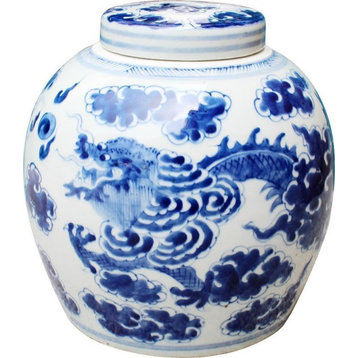 Ancestor Jar Dragon Cloud Vase White Blue Colors May Vary Variable