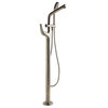 Brushed Nickel Floor Mounted Tub Filler/Mixer With Additional Shower Head