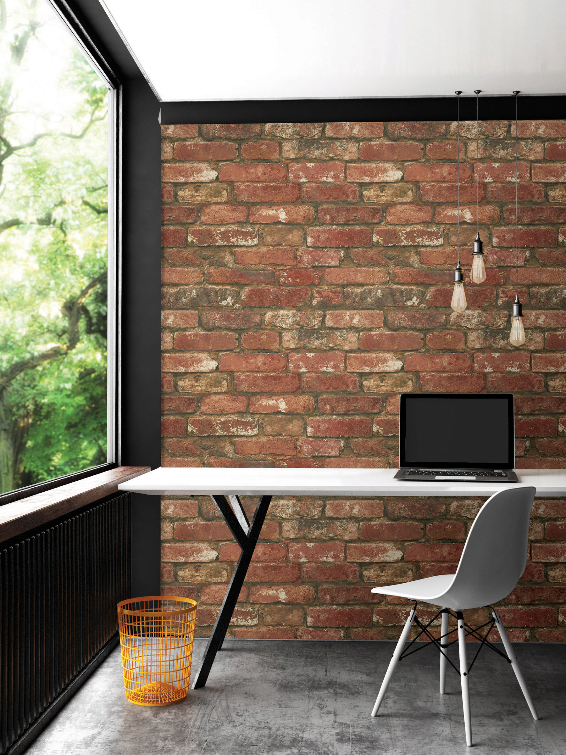Red Brick Peel and Stick Wallpaper, 4 Rolls - Contemporary - Wallpaper ...