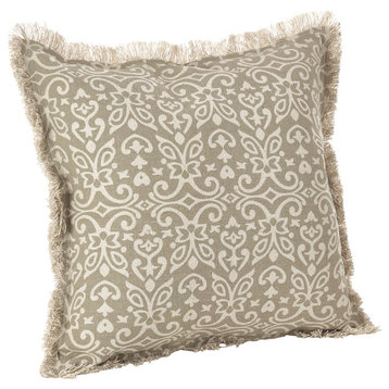 Naxos Collection Geometric Design Down Filled Cotton Throw Pillow, Natural