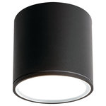 AFX Inc. - Everly 1 Light Semi-Flush Mount, Black, 4.75 in - Illuminate your outdoor spaces with the Everly Outdoor LED Ceiling Light, thoughtfully constructed from durable aluminum and glass. The frosted glass diffuser creates a gentle and inviting illumination, perfectly complementing its die cast aluminum build. This versatile light, featuring standard mounting holes and hardware for easy installation, combines modern-transitional style with the convenience of adjustable color temperature, offering a tailored lighting experience to enhance your outdoor ambiance.