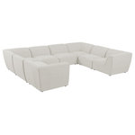 Meridian Furniture - Miramar Linen Textured Fabric  8-Piece Modular U-Shaped Sectional, Cream - Unwind and let your cares float away while you're curled up in the welcoming confines of this Miramar Modular Sectional. This sophisticated modular sectional is made from premium materials with a solid frame that ensures durability and long-lasting service life. The soft cream linen textured upholstery on this modular sectional makes it feel super indulgent against the skin. Pair this sectional with other items in the Miramar collection for a complete lookthe latches underneath make pairing a snap.