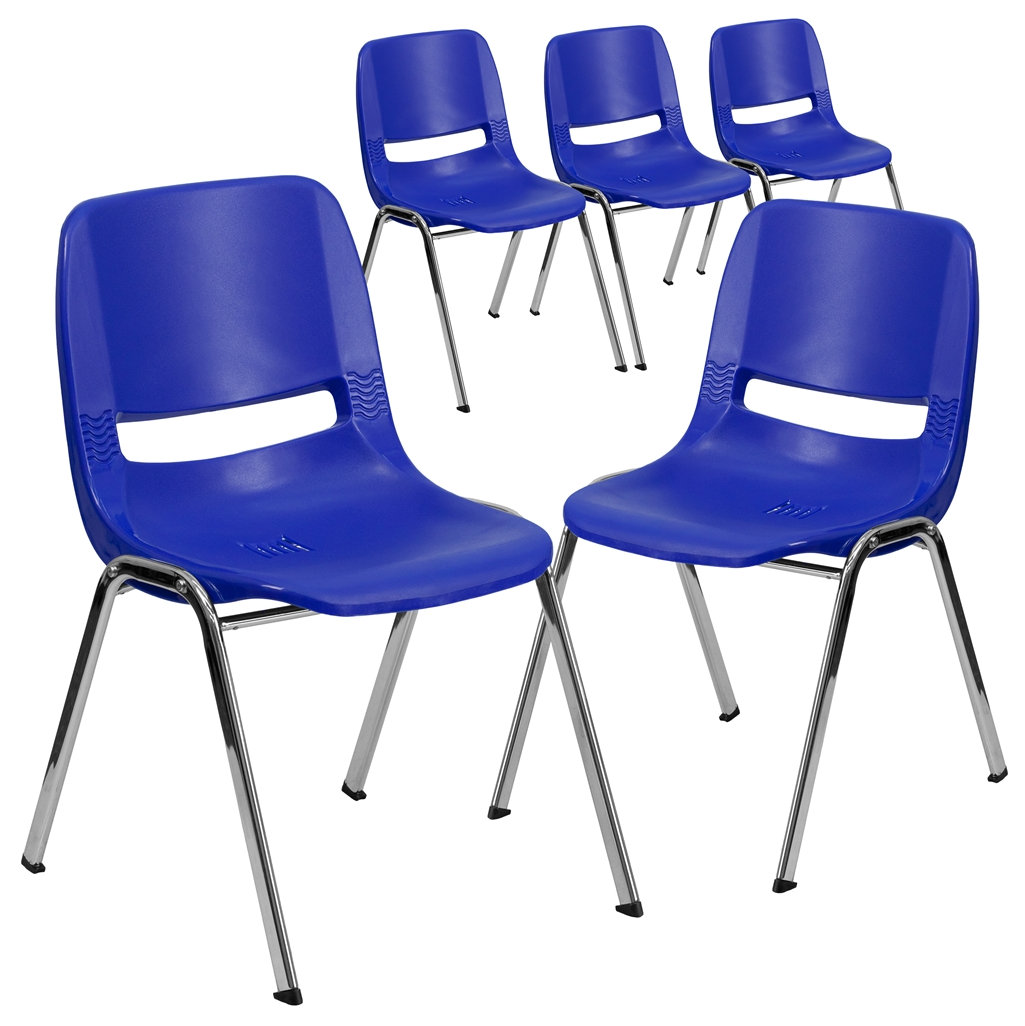 Hercules Series Capacity Navy Ergonomic Shell Stack Chairs Chrome, Set ...