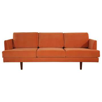 Minae Modern Contemporary Velvet Sofa, Rust