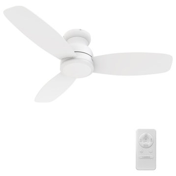 CARRO Indoor Flush Mount Ceiling Fan with Remote Control (NO LED LIGHT), White, 48"