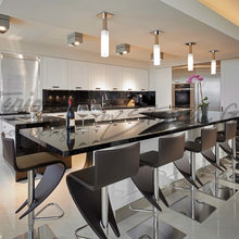 barstools and light pendants