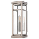Livex Lighting - Livex Lighting 20703-91 Hopewell - 15" One Light Outdoor Wall Lantern - The design of the Hopewell outdoor wall lantern giHopewell 15" One Lig Brushed Nickel Clear *UL Approved: YES Energy Star Qualified: n/a ADA Certified: n/a  *Number of Lights: Lamp: 1-*Wattage:60w Candelabra Base bulb(s) *Bulb Included:No *Bulb Type:Candelabra Base *Finish Type:Brushed Nickel