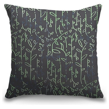 "Doodle Shrubs Green" Outdoor Pillow 16"x16"