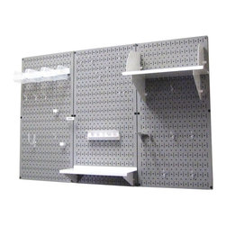 Gray Pegboard with White Peg-Board Accessories by Wall Control Storage Systems - Garage And Tool Storage