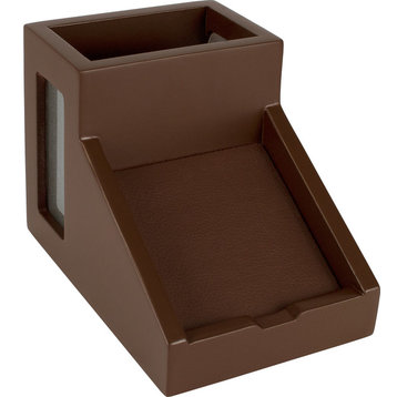 Pencil Cup with Note Holder, Brown