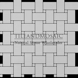 Bianco Dolomiti Basketweave Mosaic Tile with Bianco Dolomite Dots Polished - Products