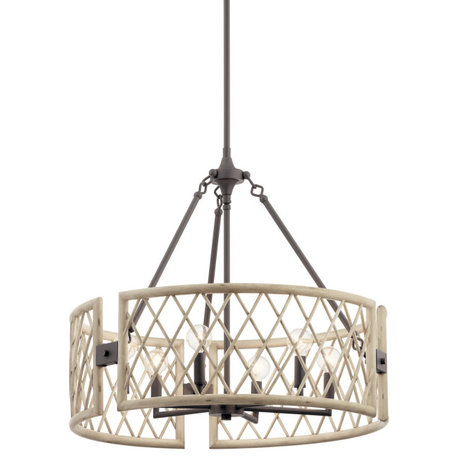 Kichler 52077 Oana 25"W Drum Chandelier - White Washed Wood