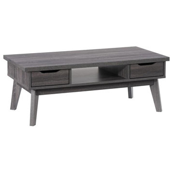 Atlin Designs Mid-Century Engineered Wood Coffee Table with Drawers in Dark Gray