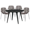 Leisuremod Ravenna 5-Piece Dining Set With 4 Stackable Chairs and Round Table, Taupe