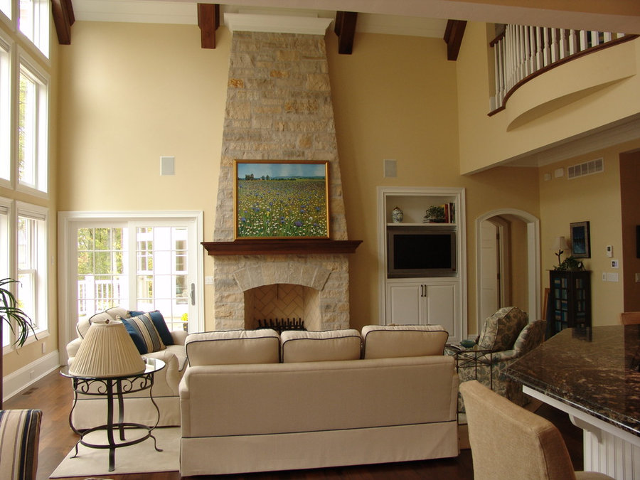 Costal Vaulted Great Room Television Install