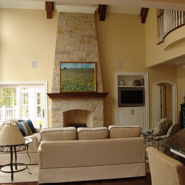 Costal Vaulted Great Room Television Install