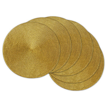 Metallic Gold Round Woven Placemats, Set of 6