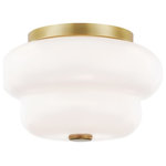 Mitzi by Hudson Valley Lighting - Mitzi Hazel 2-Light Flush Mount E26 Medium Base Opal Glossy, Aged Brass - Hazel is the perfect low-key flush mount, topping a room with illumination that’s easy on the eyes. Like a dollop of cream or foam, its soft curves and billowy tiers make for a light-feeling luminaire.