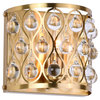 5" Gold Metal Wall Scocne With Clear Crystal Accents