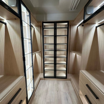 Modern Walk-In Closet with LED Lighting & Custom Shelving