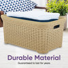 Laundry Hamper, 50-liter Wicker Style Basket with Cutout Handles, Beige Color.