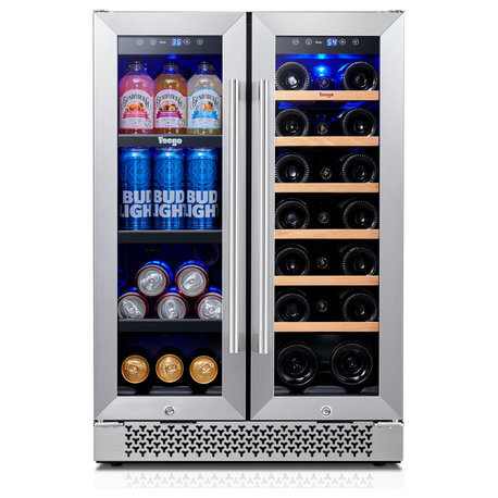 Yeego 24" Built-in Wine Refrigerator Beverage Cooler  FreeStanding Low Noise