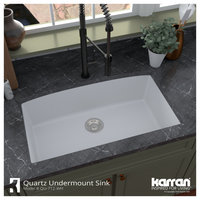 Karran Undermount Quartz 32" Single Bowl Kitchen Sink Kit, White