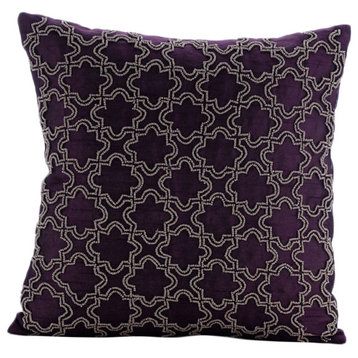 Beaded Lattice Trellis 16"x16" Art Silk Purple Pillows Cover, Magical Chase