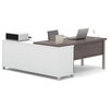 Bestar Pro-Linea L-Desk with legs in White and Bark Grey