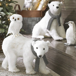 Sitting Polar Bear With Scarf - Holiday Decorations