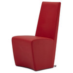 Zuri Furniture - Boston High Back Modern Leather Dining Chair, Red - Create a statement with the sophisticated and modern Boston Dining Chair. Its formal and supportive high seat back is designed for comfort and visual appeal. The Boston is beautifully finished with high-quality leatherette for easy cleaning and includes unique polished tubular stainless steel legs on the back. Available in your choice of Black, Brown, White, Cream, Dark Grey, Taupe, Red, and Dark Blue. There's a perfect color for every setting with the Boston dining chair collection. The suggested weight capacity is 220 lbs.