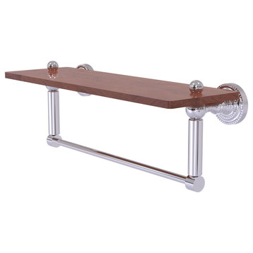 Dottingham 16" Solid Wood Shelf with Towel Bar, Polished Chrome